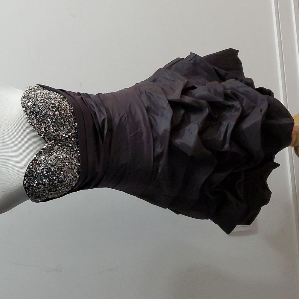 Glamorous Strapless Dress with Sequin Bodice